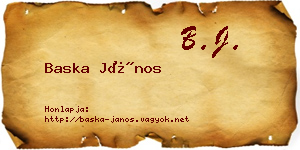 Baska János névjegykártya