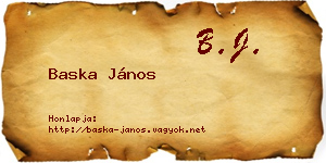 Baska János névjegykártya